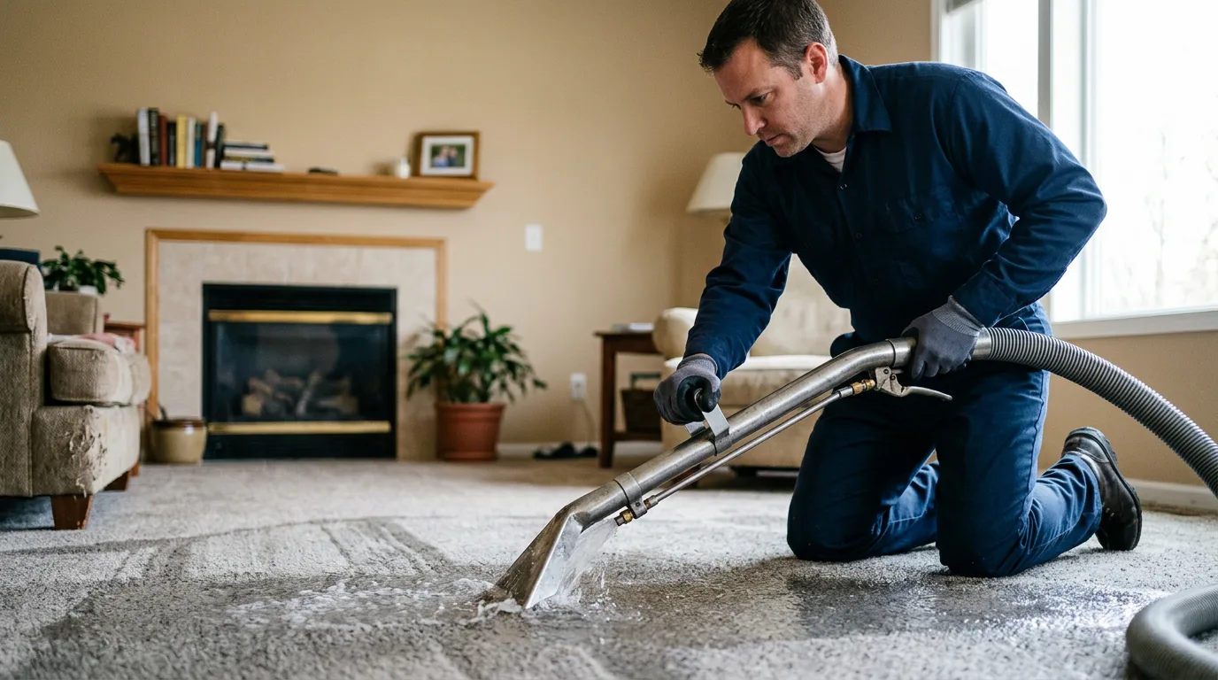 Water damage restoration technician working near Lexington, MI